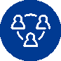 Social Emotional Learning (SEL) icon of three people with dashes connecting them