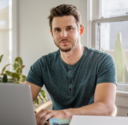 man at a computer 