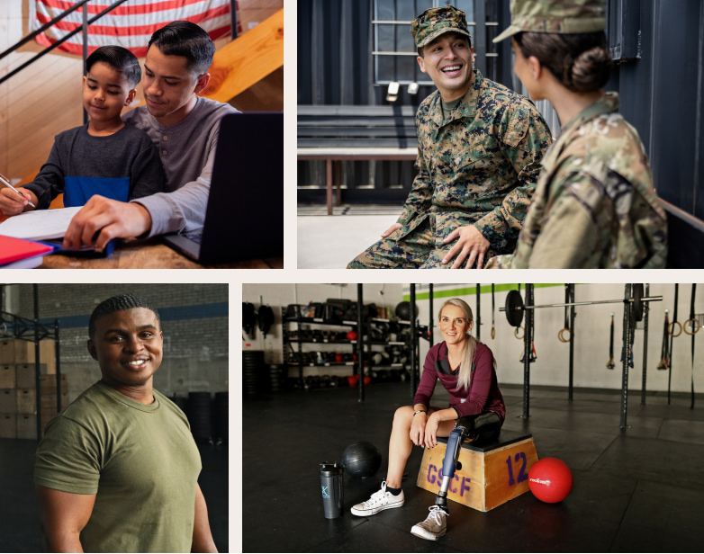 a collage of military servicemembers and veterans