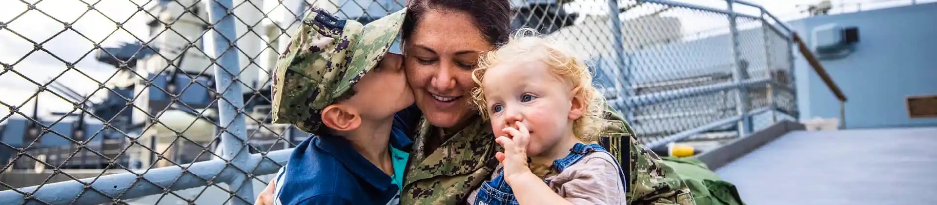 military mother with her two children